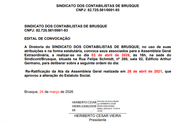 Edital de Convocação - para fins de registro